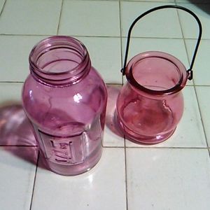 Clear Pink or Fushia glass set